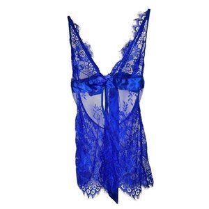 Blue Lace Babydoll Nightie Sleepwear Coquette Flirty